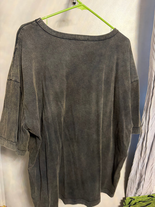 Charcoal Grey Acid-Wash Graphic Tee — "Expensive, Difficult & Talksback"