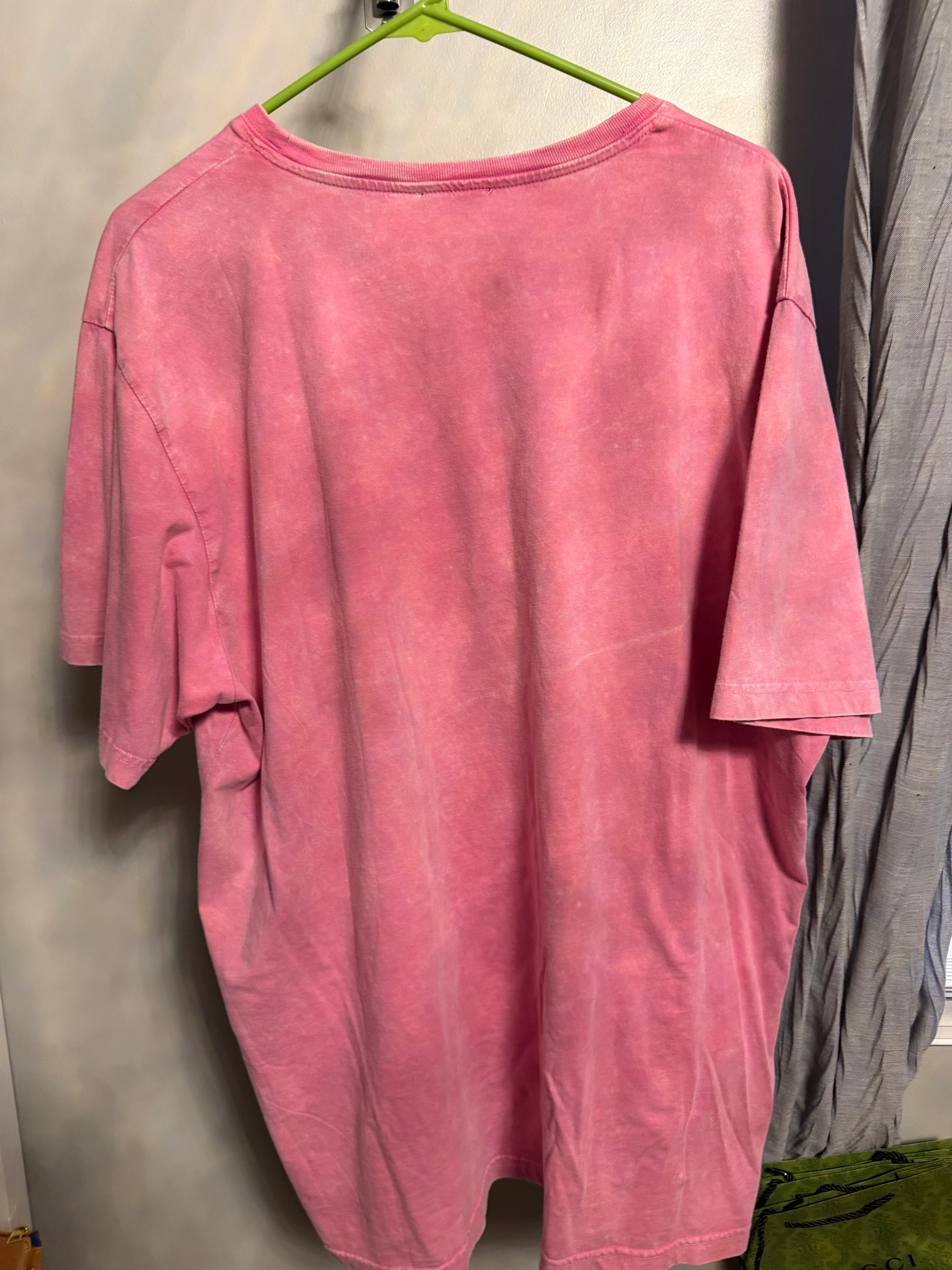 Pink Acid-Wash Graphic Tee — "World Tour Rock N' Roll"